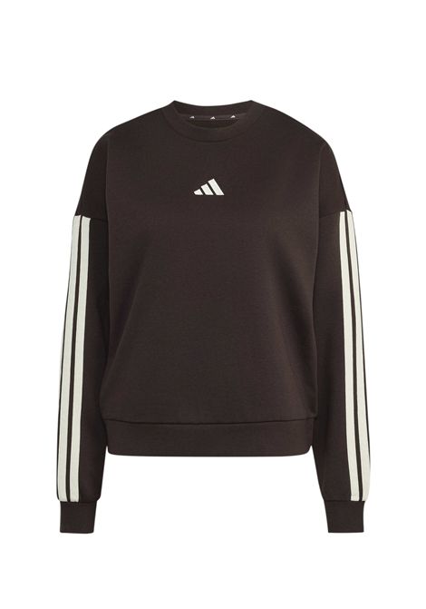 Felpa Adidas Essentials 3 Stripes Fleece Girocollo Marrone Caffè Avorio Donna ADIDAS CORE | Felpe | KX0788-